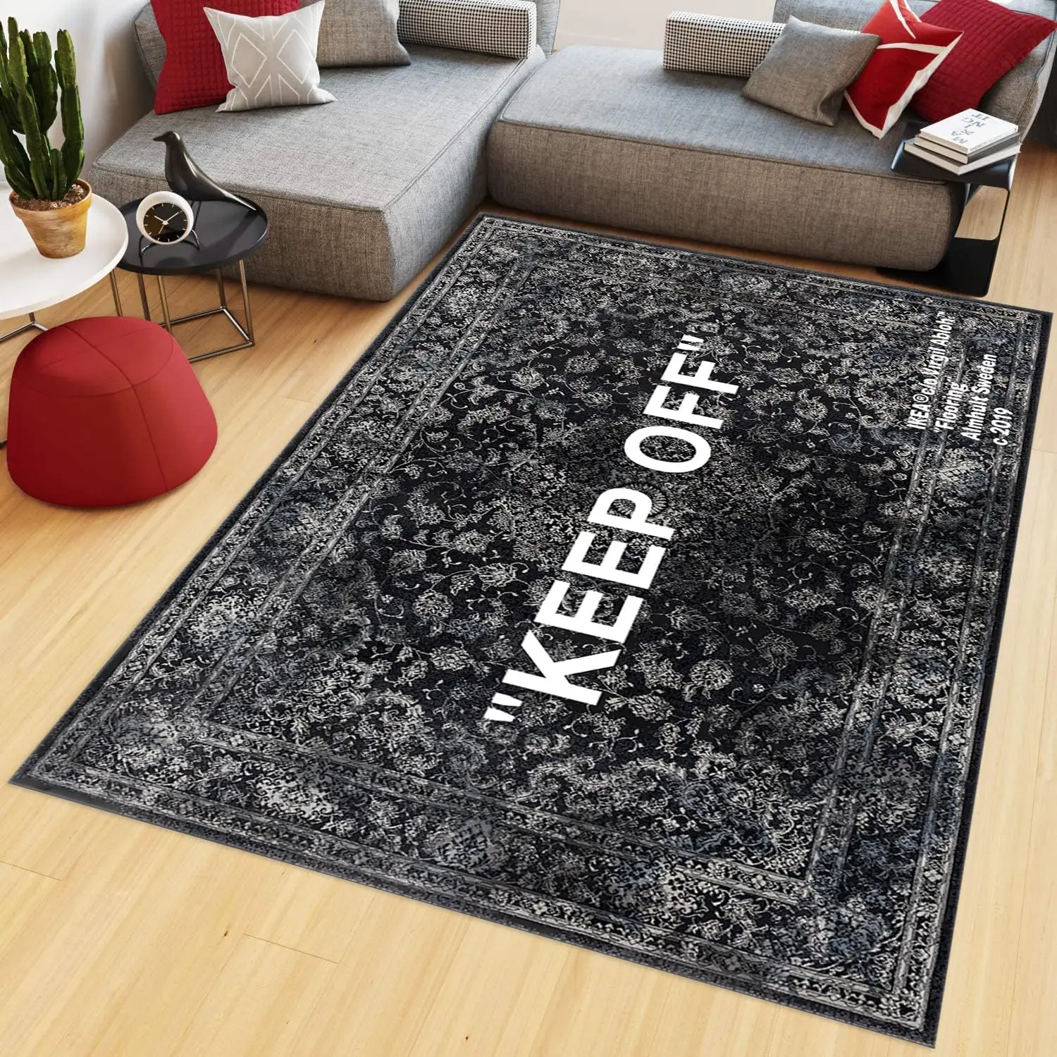 Keep Off Carpet, Cool, Room Decor, Gift for Him Her, Living Room, Office Rug, Modern Decor, Old Motifes, Black, Area Floor Rug,