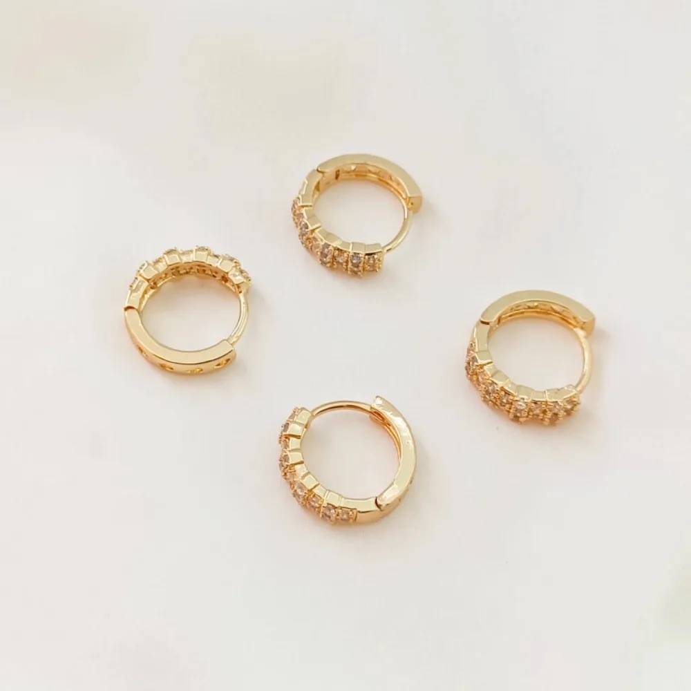 14K Gold-plated Zircon Inlaid Ear Clip Earrings and Earrings, Diy Handcrafted Ear Buckle Accessory Materials