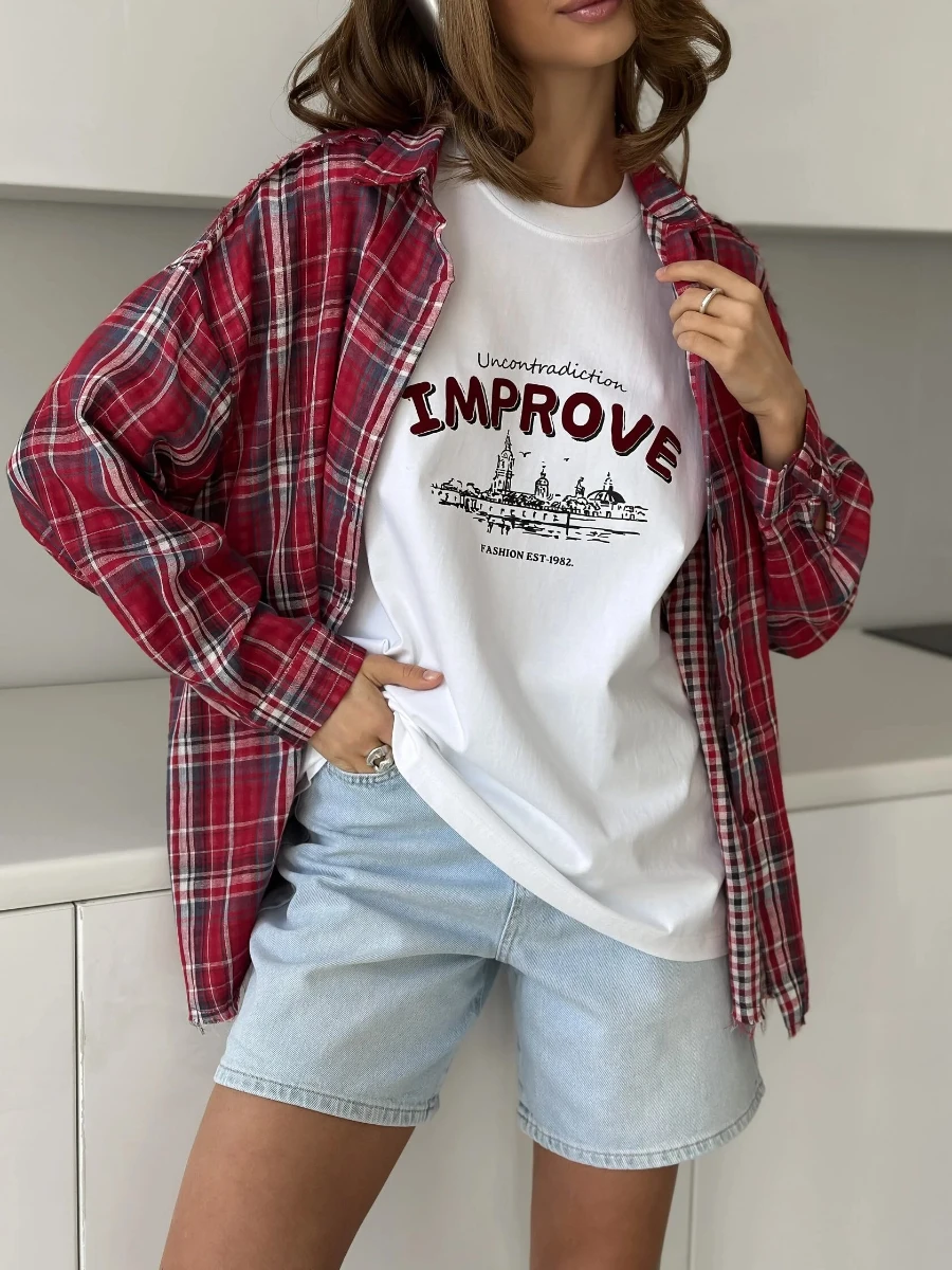 Sumuyoo 100% القطن المرأة عادية تي شيرت مطبوع المألوف قصيرة الأكمام الطباعة تي شيرت الهيب هوب فضفاض #4