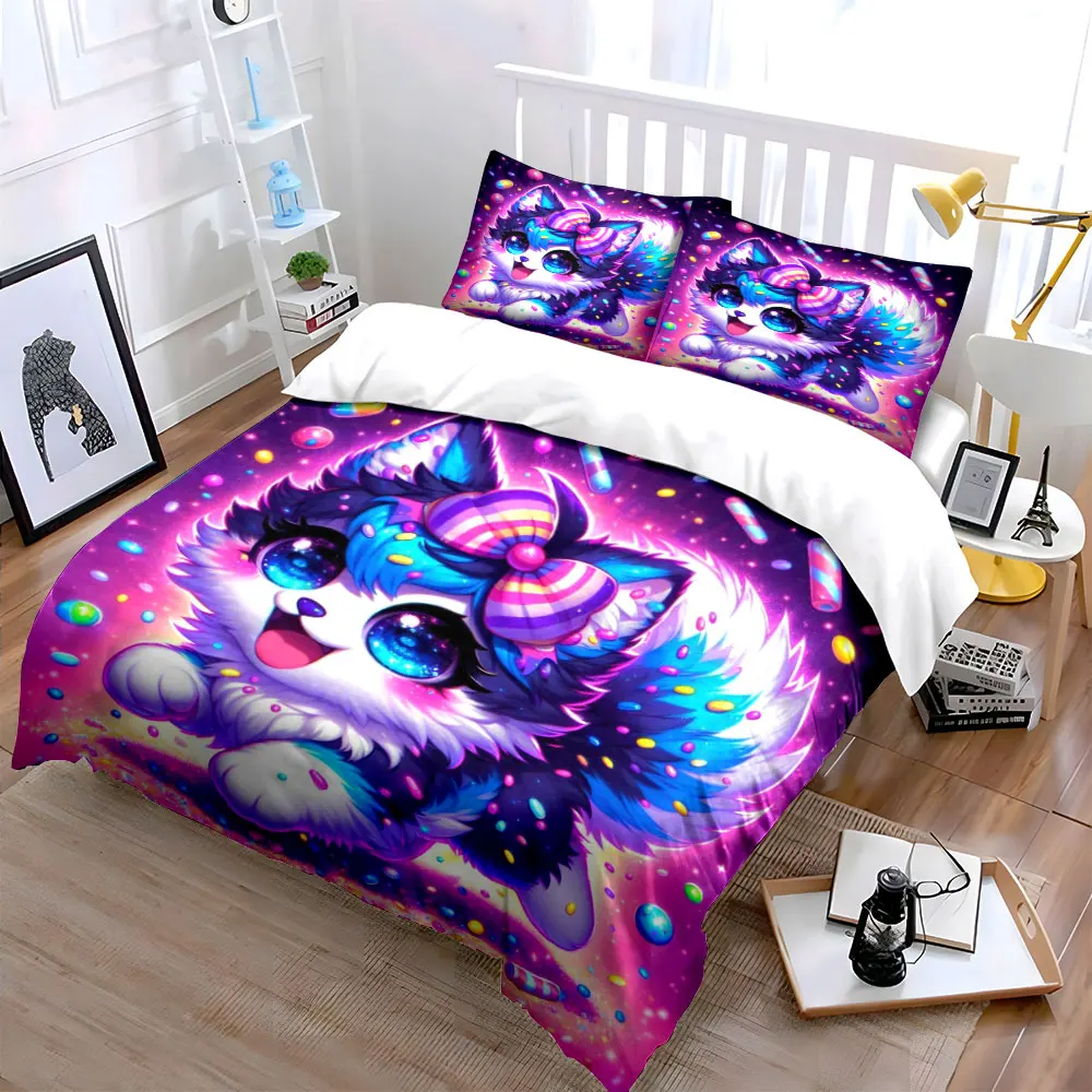 3pcs Fantasy candy animal character Duvet Cover Set with 3D Printing Design Soft Polyester Bedding Set All-Season Comfort