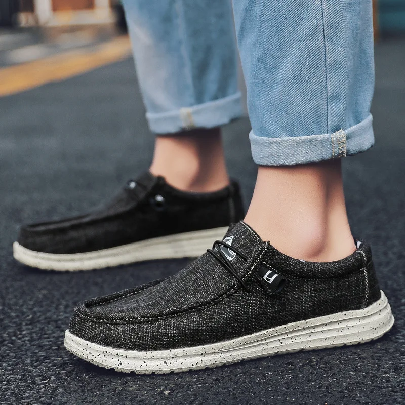 Sepatu kanvas Denim kasual pria ukuran besar sepatu vulkanisir sepatu Sneakers pria bersirkulasi Sneakers gaya desainer mode mewah