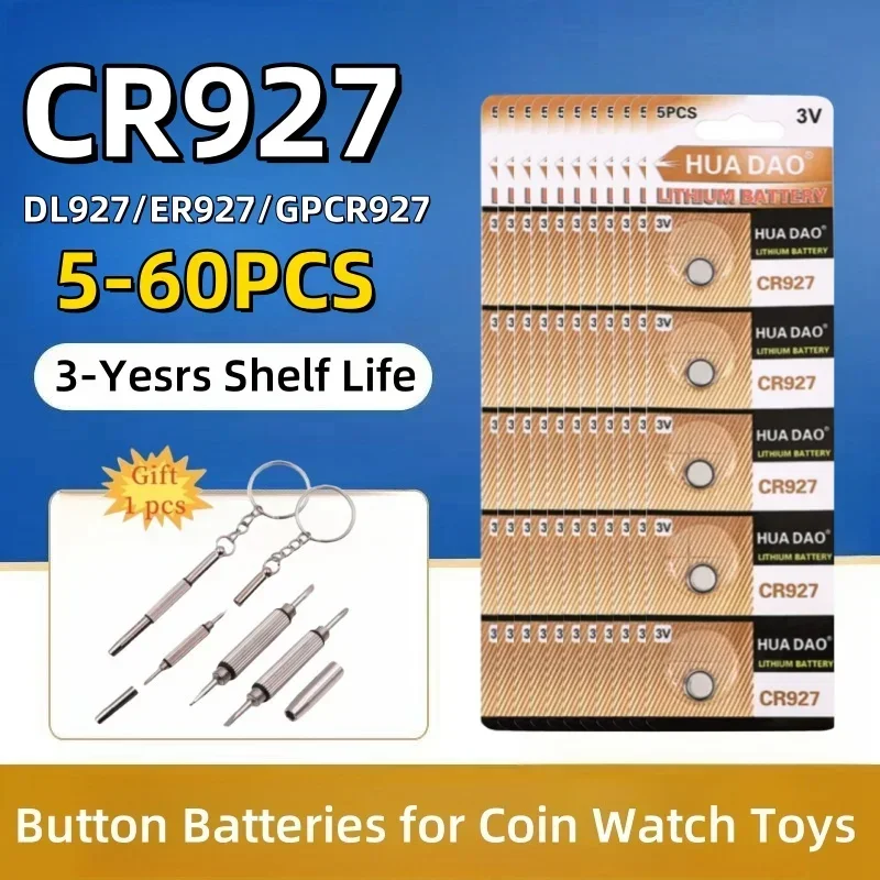 

5-60PCS 3V Lithium Battery CR927 Button Coin Cells 927 DL927 BR927 LM927 ECR927 BR927-1W 5011L for Watch Remote Toy Calculator