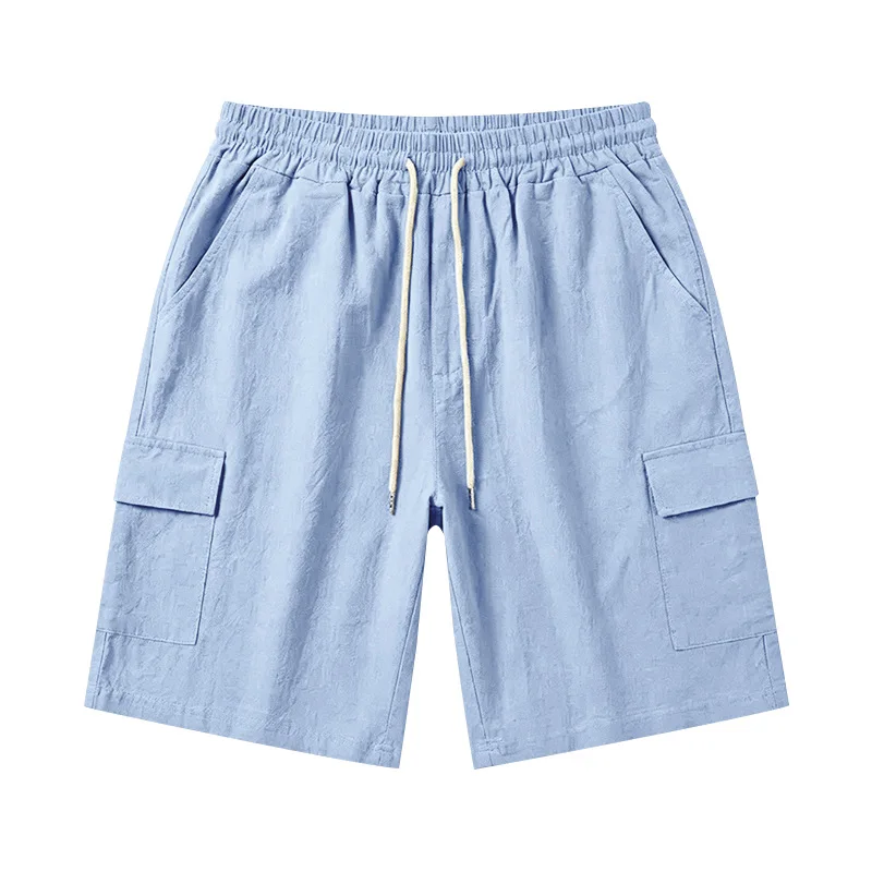 Amerikanische Multi-Pocket-Overalls für Herren, Outdoor-Sport und Freizeit, lockere, einfarbige Leinen-Overalls, Fünf-Punkt-Shorts – Detail 29