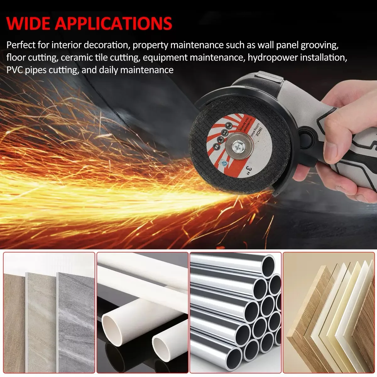 16.8V brush rechargeable angle grinder set with plastic box, lithium battery angle grinder cutting angle grinder