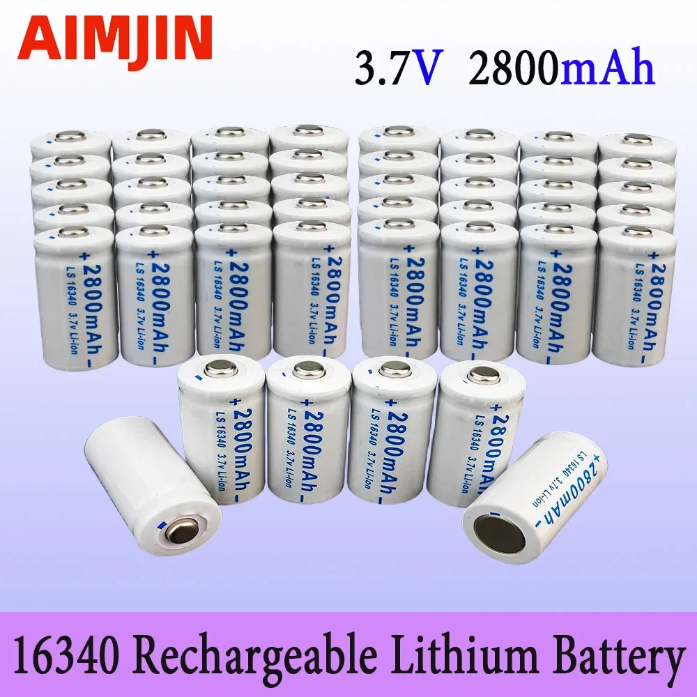 

New High capacity 2800mAh Rechargeable 3.7V Li-ion 16340 Batteries CR123A Battery For LED Flashlight For 16340 CR123A Battery