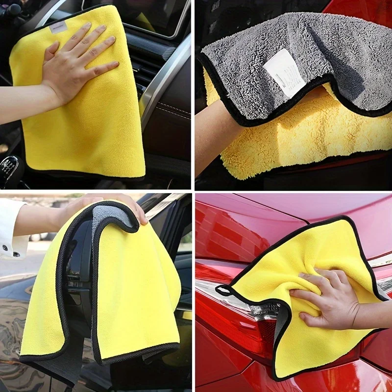 30x60cm Thickened Coral Fleece Car Drying Towel Double-sided Absorbent Cloth Windows Mirrors Wiping Rags