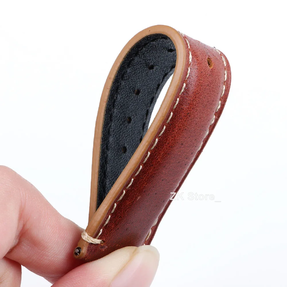 Smooth Genuine Calfskin Leather Watchband 20mm 22mm 24mm Watch Straps with Solid Automatic Butterfly Buckle Business Watch Band