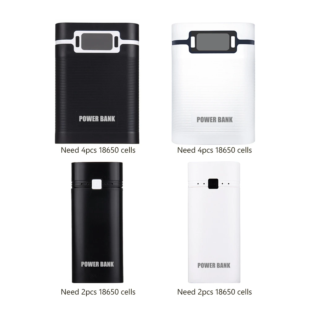 2/4 Slots 18650 Battery Box 5600mAh/10000mAh Portable DIY Power Bank Shell 2/4x18650 Li-ion Batteries Powerbank Charging Case