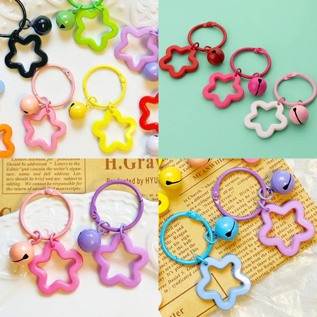 20/40Pcs 30mm Solid Color Hollow Star Acrylic Mixed Color Beads for DIY Jewelry Making Bracelet Earring Necklace Supplies