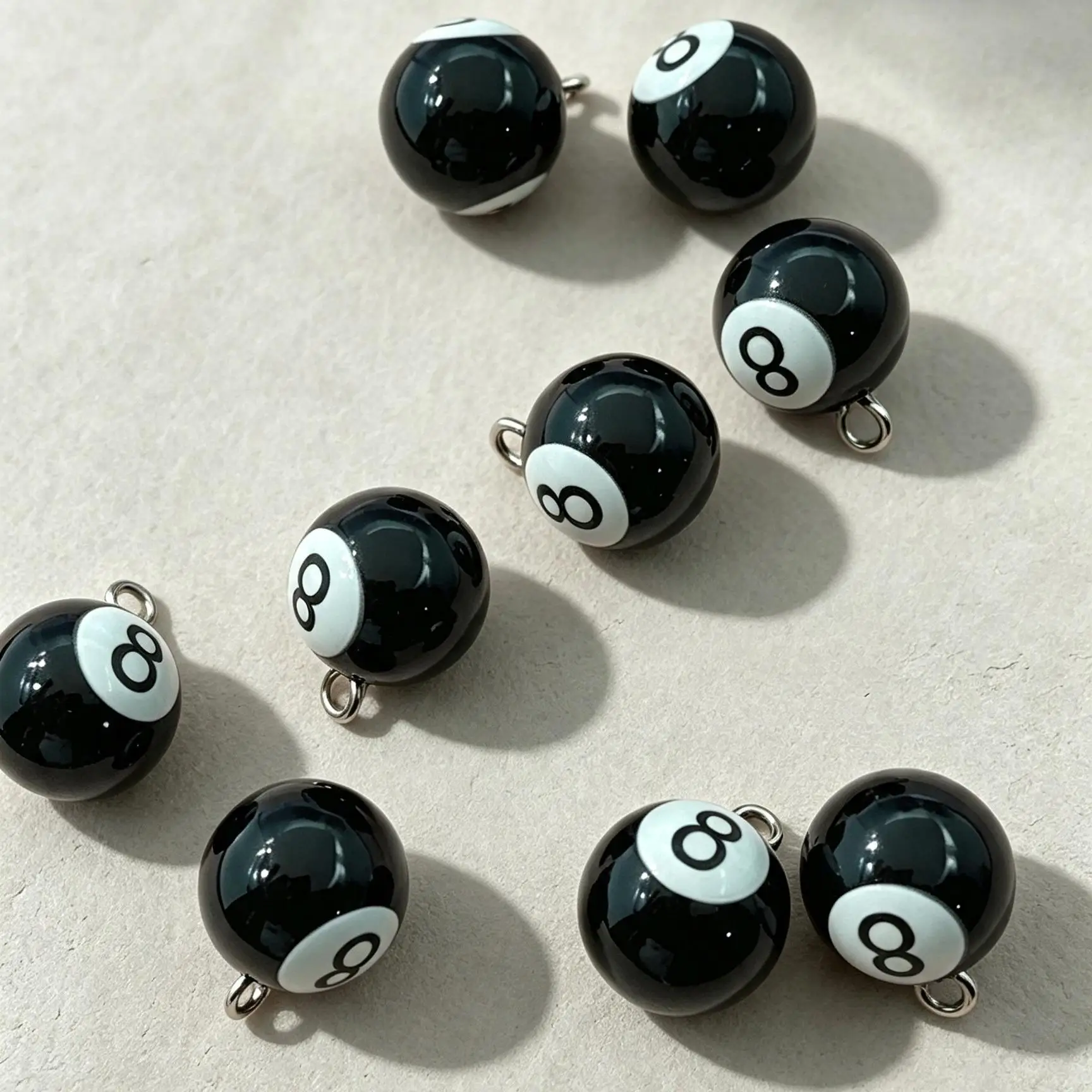 10PCS Resin 8 Ball Charms Mini Billiard 8-Ball Pendants with Loops for DIY Jewelry Making Earring Necklace Keychain Accessories