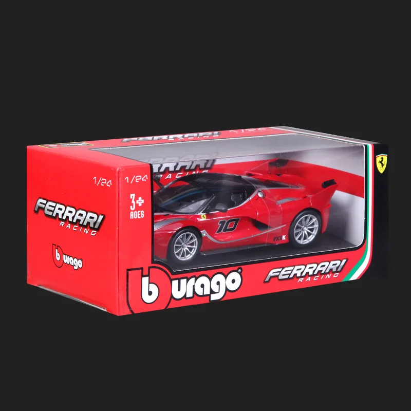 Bruago1:24 Samochód sportowy Odlewany stop Fxxk Czerwono-biały Super Model samochodu wyścigowego Symulacja statycznego modelu samochodu Męski samochód Zabawka Prezent