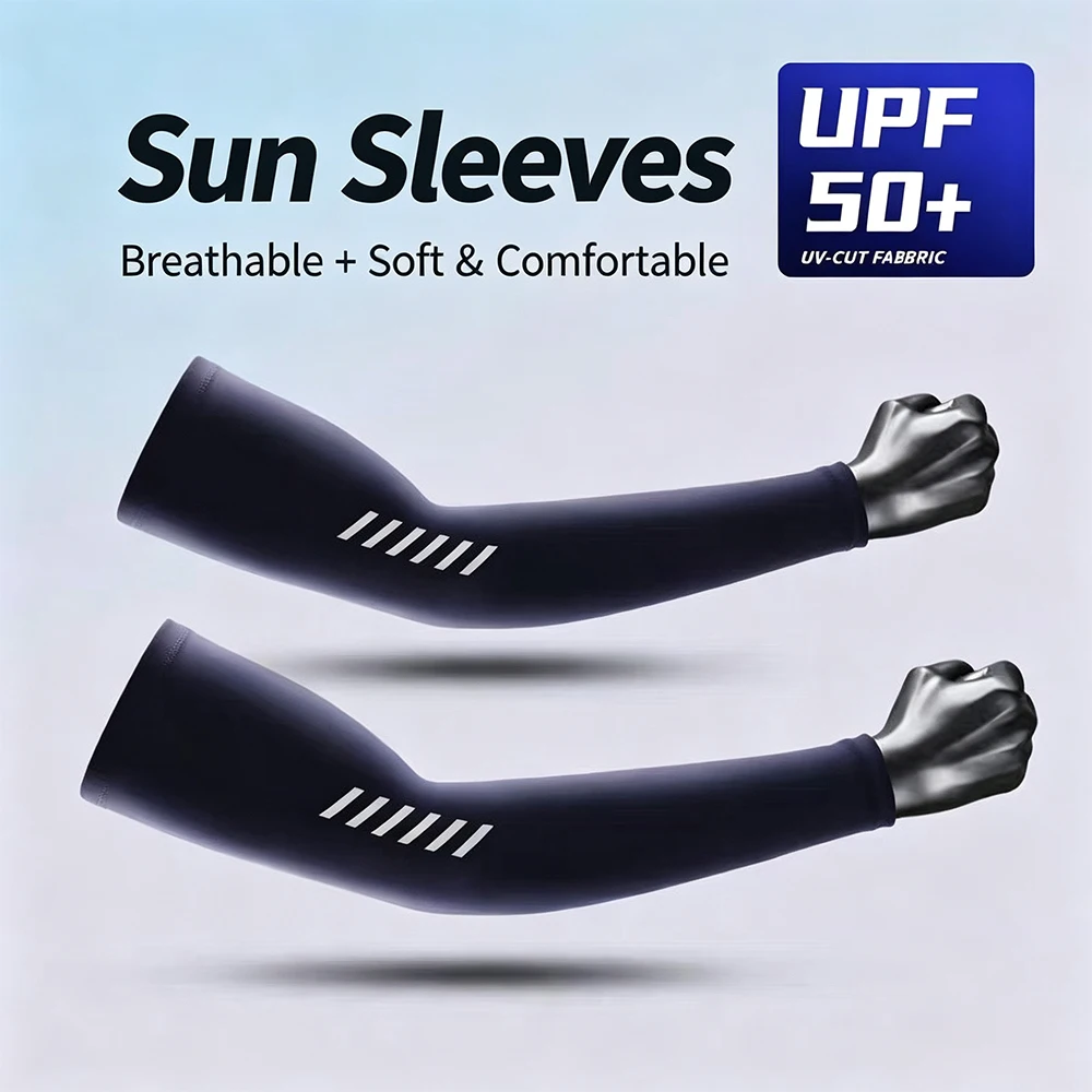 Sunscreen Arm Sleeves,Breathable Ice Silk Arm Sleeves,Summer Sports Style Outdoor Cycling UV Protection Thin Ice Arm Sleeves