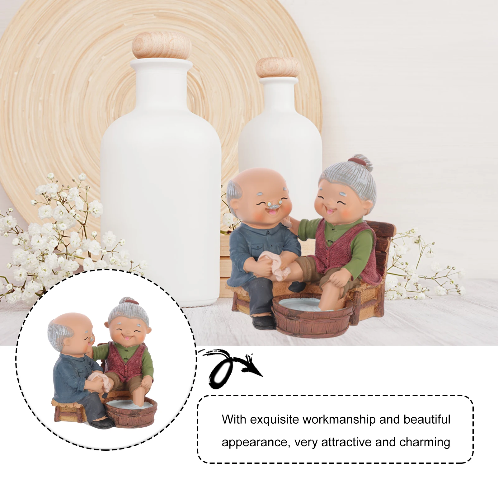 

Old Couple Statue Resin Craft Lightweight Desktop Ornament for Home Decoration Creative Warm Loving Couple Decor