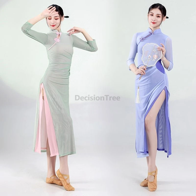 

2025 elegant retro trendy design chinese dancing qipao classical dance performance garment slim fitting temperament fairy qipao