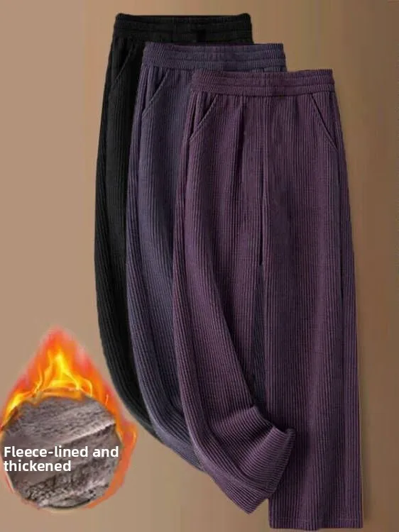 

High Waist Wide Leg Corduroy Pants Women's Draped Thickened Fleece Casual Straight Leg Trousers Autumn Winter New Arrival