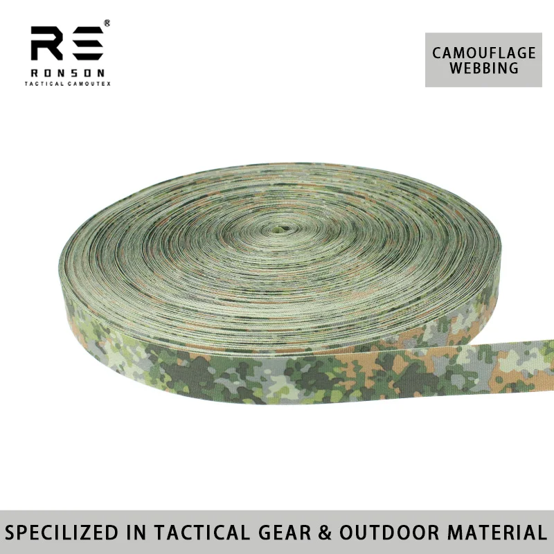 NFP Multi-green Woodland Camouflage Printed Nylon Webbing Strap Durable Use for Tactical Gears Outdoor Bags Vests in Stock NIR