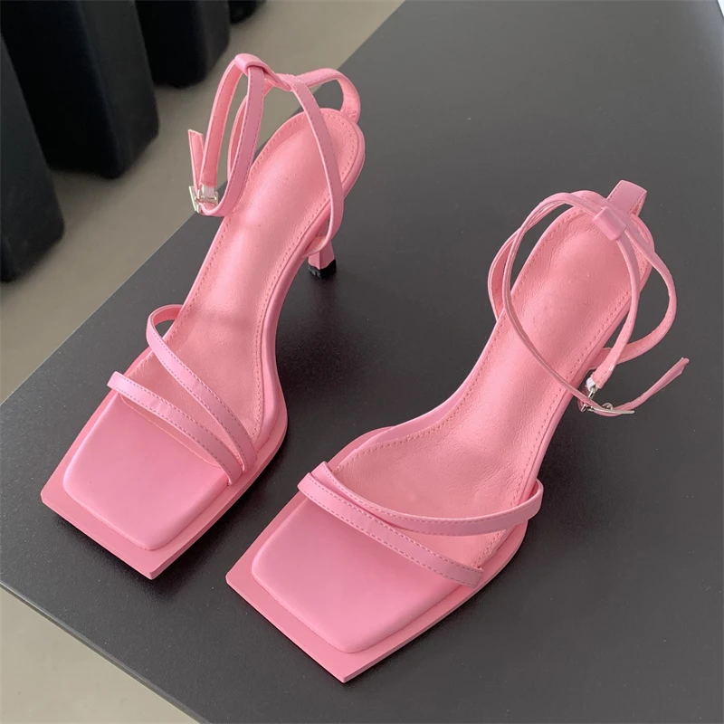 Eilyken Design Style Hollow Out Ankle Buckle Strap Women Sandals Sexy Square Toe Banquet Party High Heels Ladies Summer Shoes