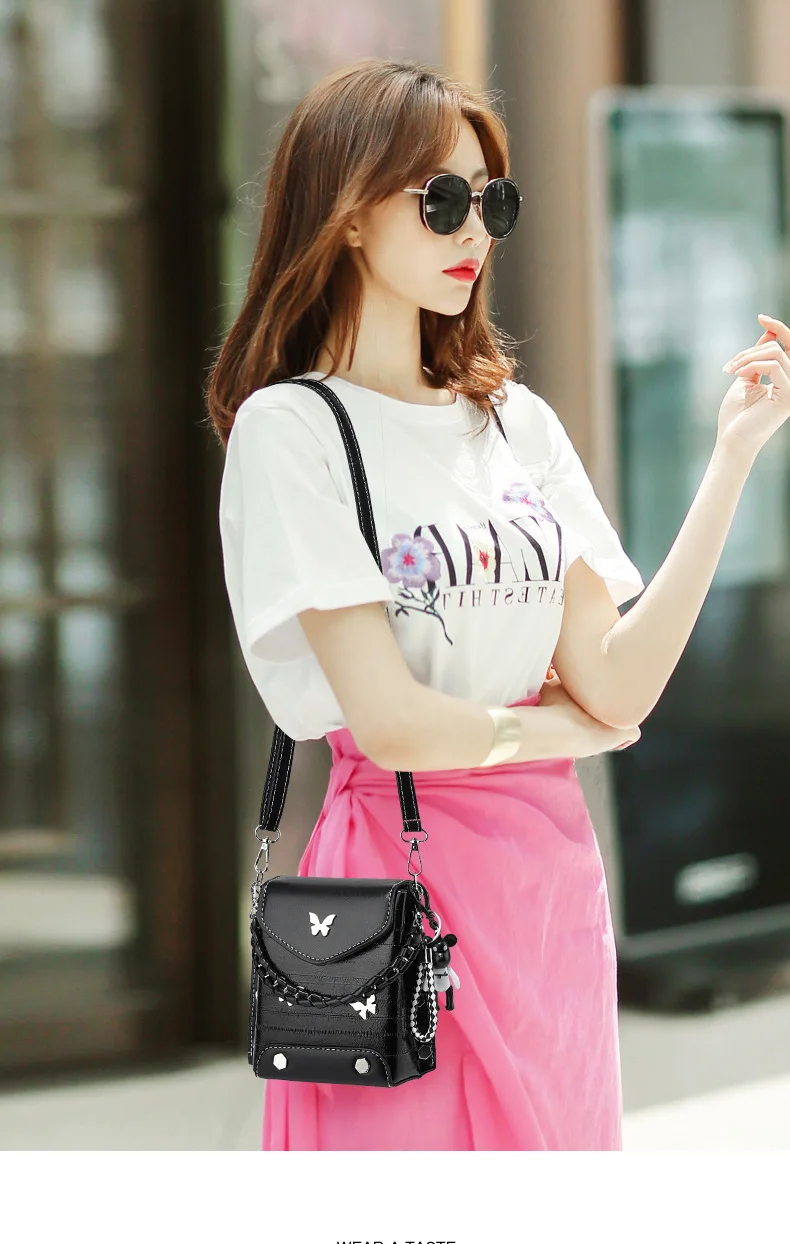 New Korean Style Retro Butterfly Women\'s Bag Lock Mobile Phone Women\'s Bag Studded Shoulder Handbag Women\'s Messenger Bag