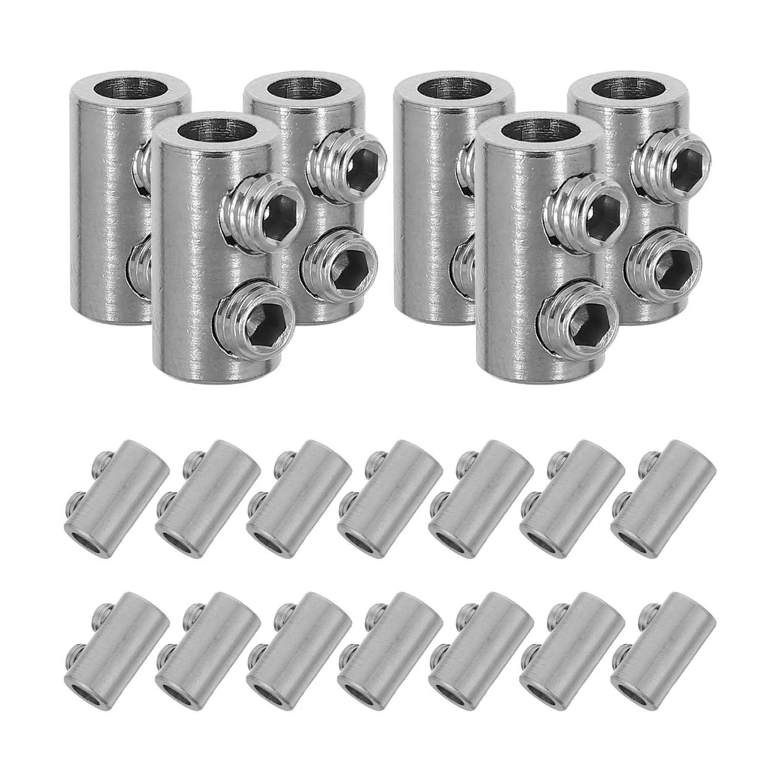 20Pcs Double Hole Stainless Steel Wire Rope Clamp Secure Vertical Locking for 2Mm Wire Clothesline Deck Railing Light Fixtures - view 2