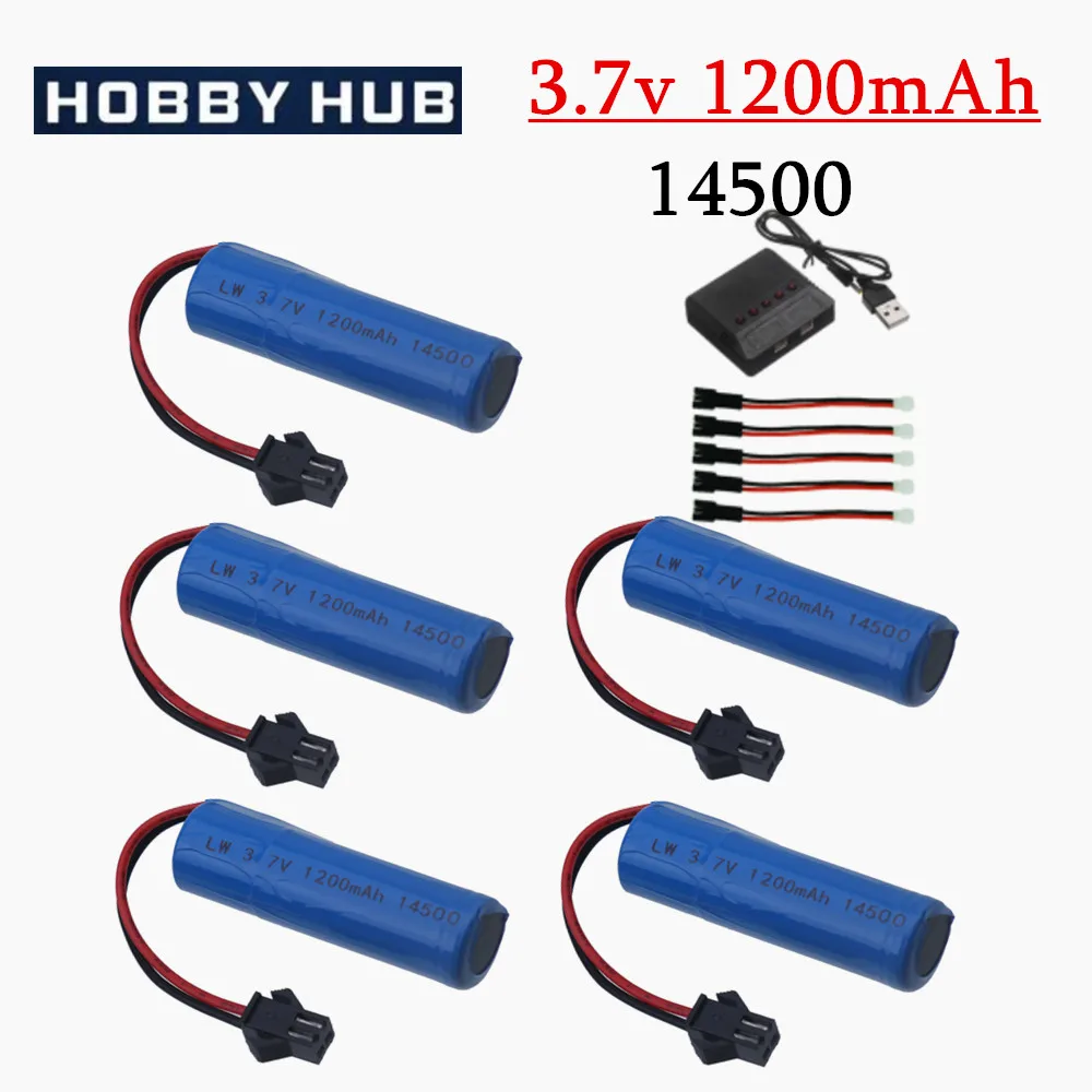 

14500 3.7v 1200mah Rechargeable lipo battery SM plug For RC Stunt Dump Car JJRC C2 D828 RC Car Parts With Charger