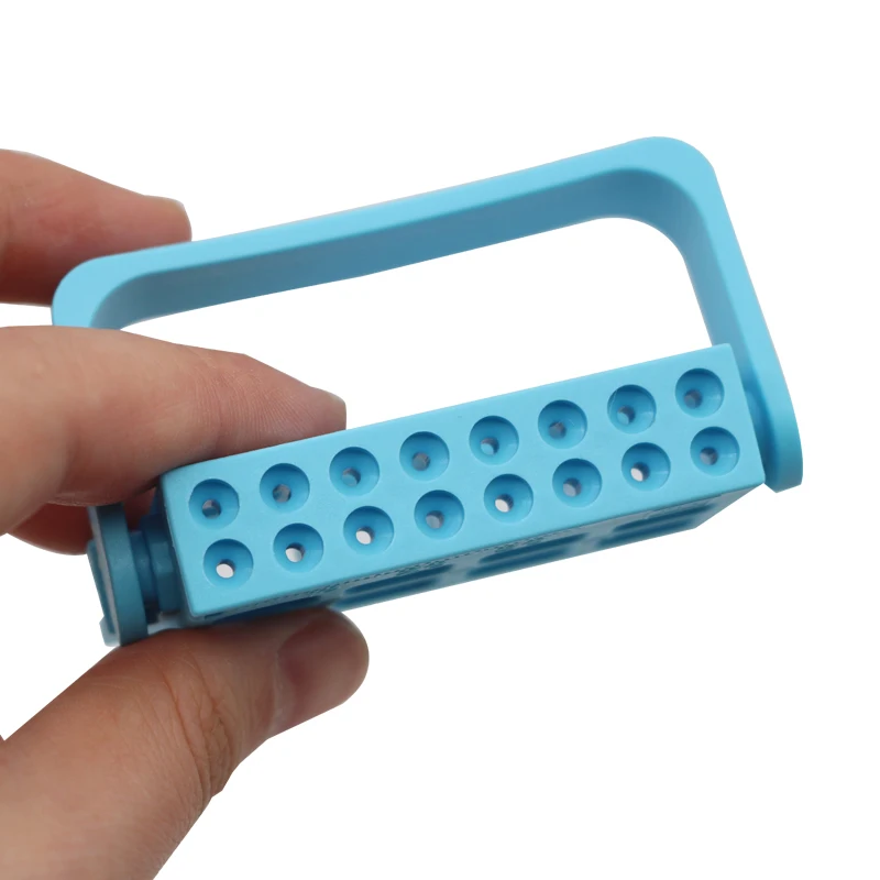 Dental 16 Holes Endo Files Holder Autoclave Endodontic Bur Drill Sterilizer Case Root Canal File Block Dispenser with Ruler