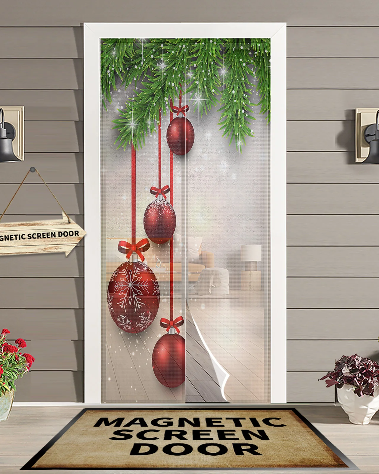 Christmas Fir Ball Magnetic Mosquito Net Summer Anti Bug Fly Door Curtains Kitchen Screen Door Mesh