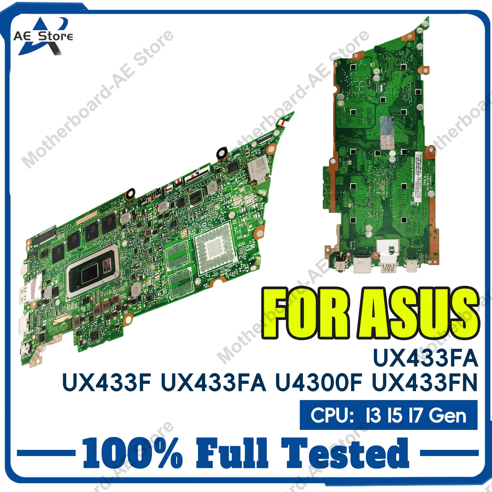 UX433FA Laptop Motherboard For ASUS UX433F U4300F UX433FN Mainboard W/I3-8145U I5-8265U I7-8565U CPU 4G/8G/16G-RAM 100% Tests OK