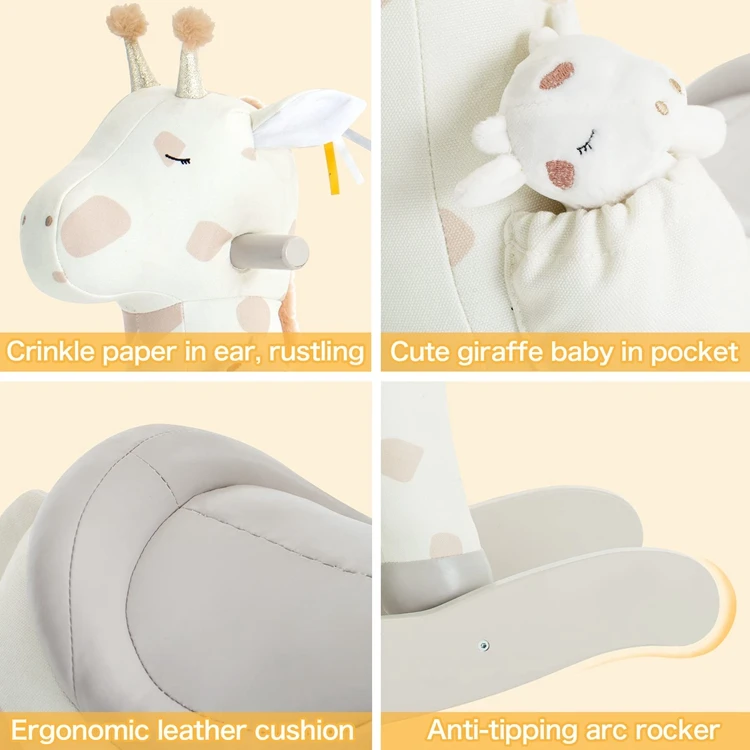 لابيبي هزاز الحصان الغزلان ركوب على لعبة طفل الروك أفخم هزاز الحيوان الحصان الزرافة خشبية الطفل لعبة الحصان هزاز