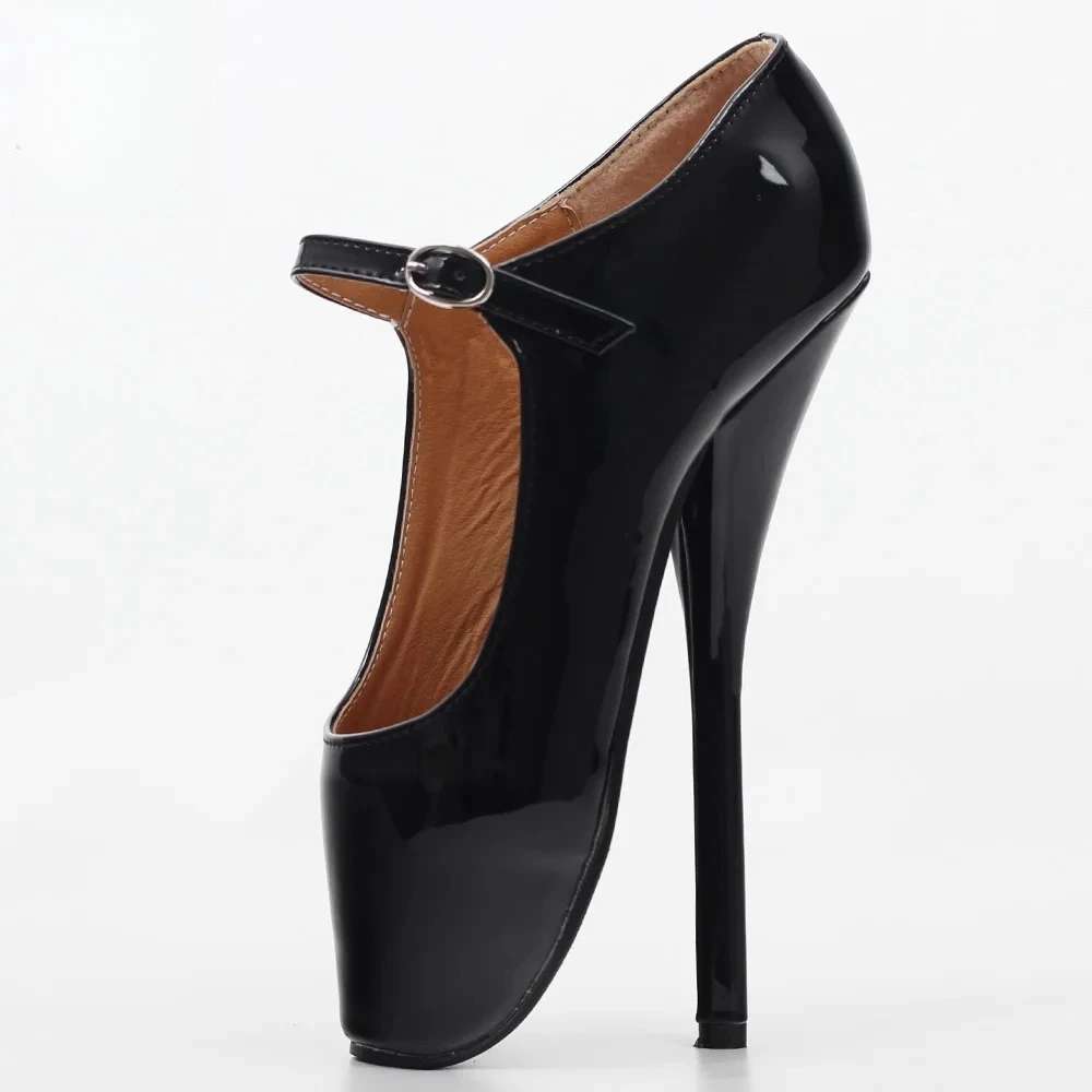 새로운 8인치 섹시 발레 하이힐 슈즈, 하이 스파이크 힐, 페티쉬 섹시 발레 댄서 포인트 토 앵클 스트랩 펌프스, 플러스 사이즈