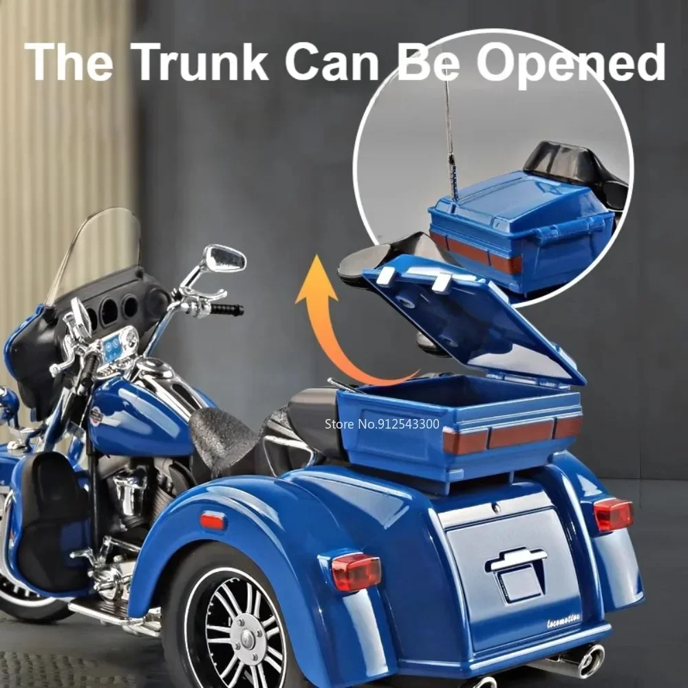 1:9 스케일 삼륜 합금 오토바이 장난감 모델카 사운드 라이트 풀백 쇼크 흡수 모델 데스크탑 장식품 선물