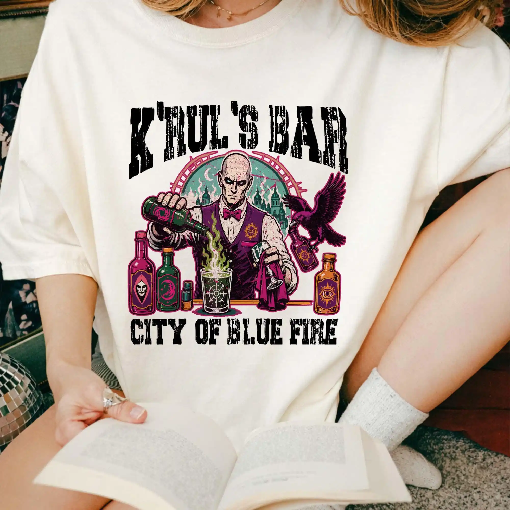 Vintage K'rul's Bar Shirt, Malazan Book of The Fallen, Steven Erikson, City of Blue Fire TEE T-SHIRT
