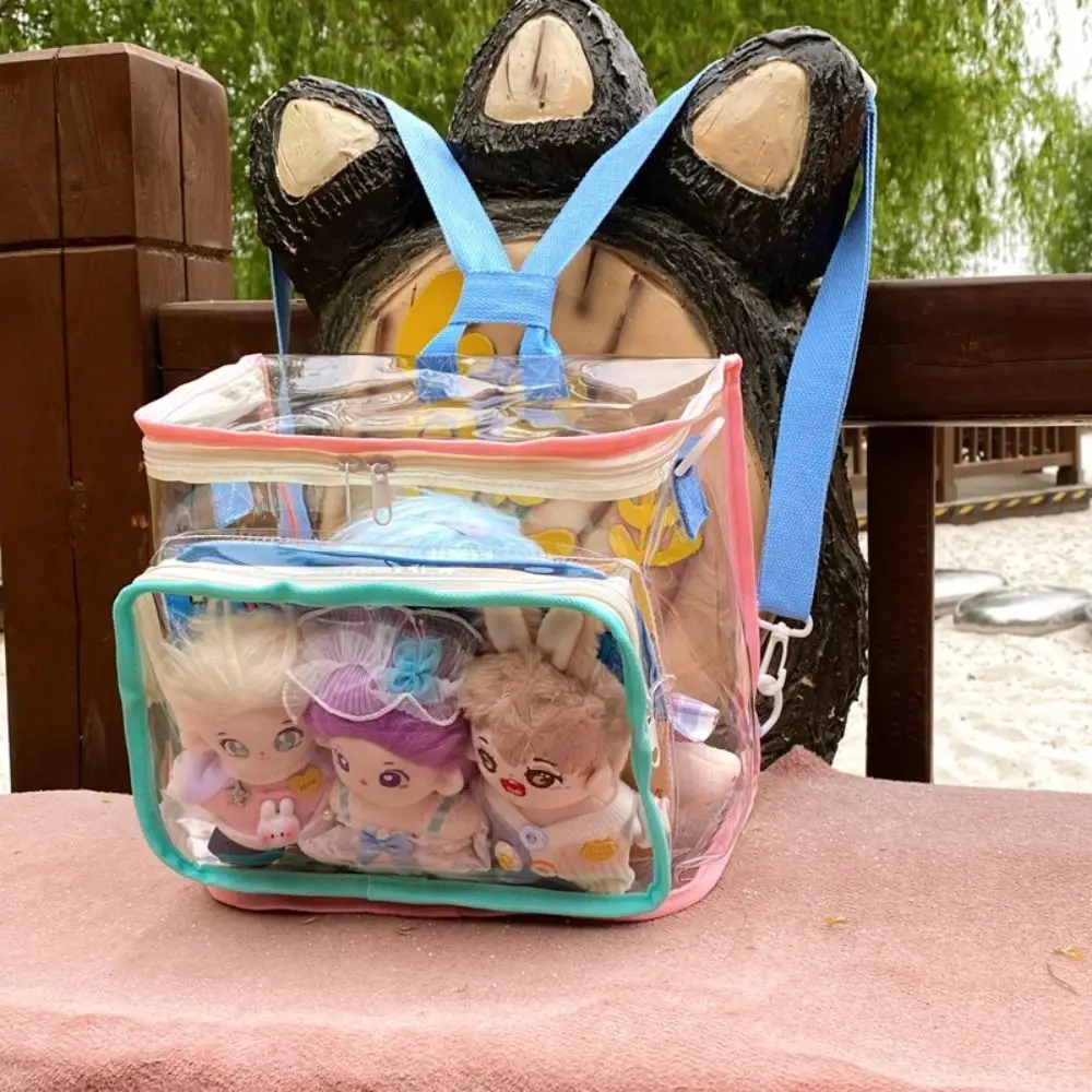 

Candy Color Transparent Backpack Dual Purpose Crossbody Bag Cotton Doll Itabag Square Korean Style Fashion Jelly Bag