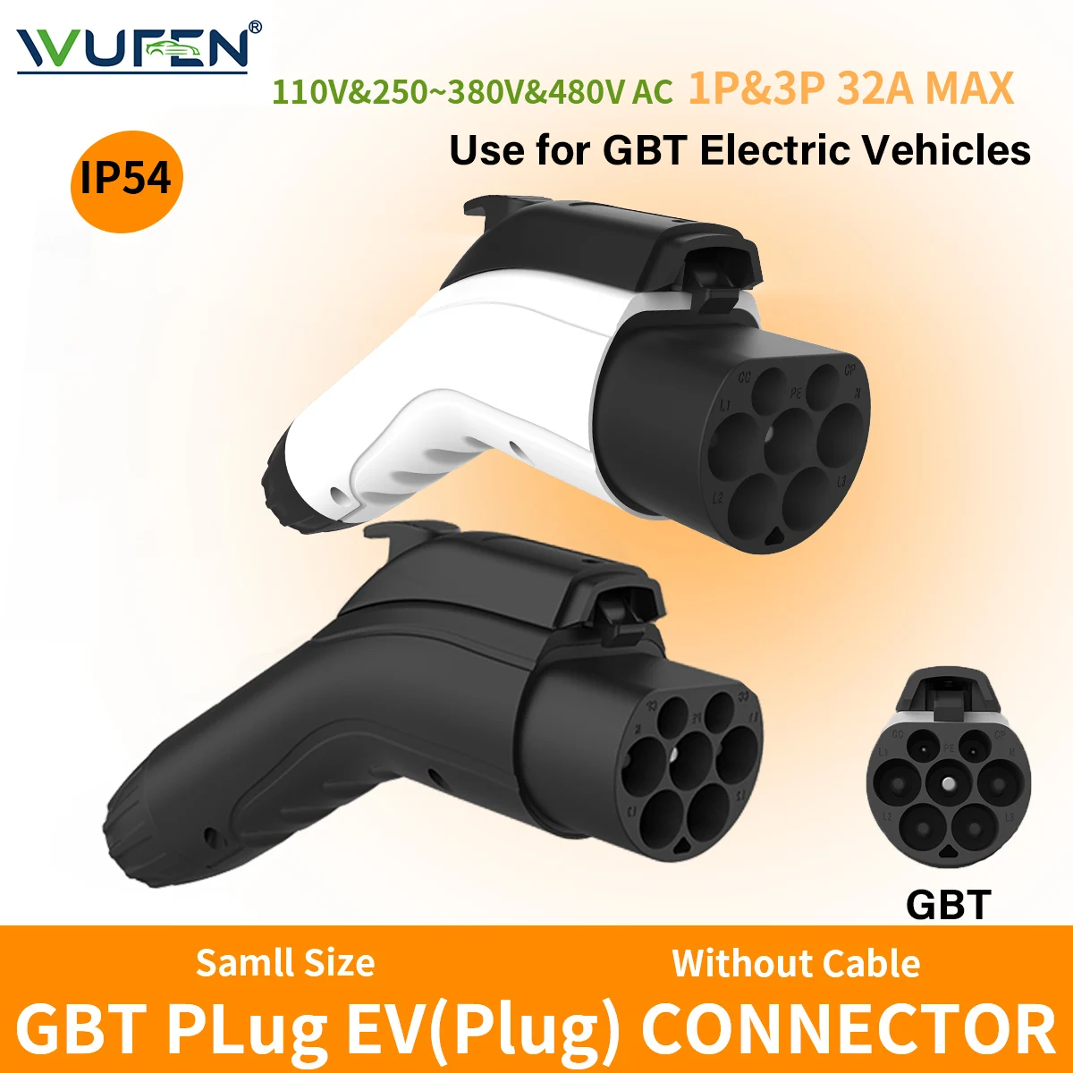 

WUFEN EV Charger Plug GB/T 20234 EVSE GBT Convertor 16A 32A 1P 3P 3.5/11/7/22KW For Electric PHEV Car Vehicle Charging Station