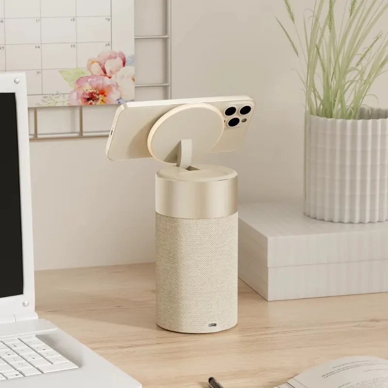 

Portable Bluetooth speaker, foldable magnetic charging station, dimmable night phone earplug lamp holder