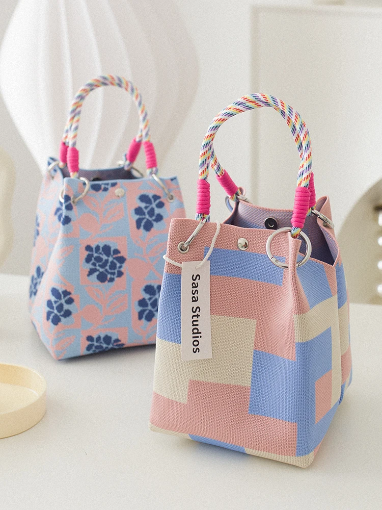 

Korean Sle Knitted Tote Bag Large Capaci Portable Handbag for Commuting And Outings Versatile Casual Faion Women's Bag