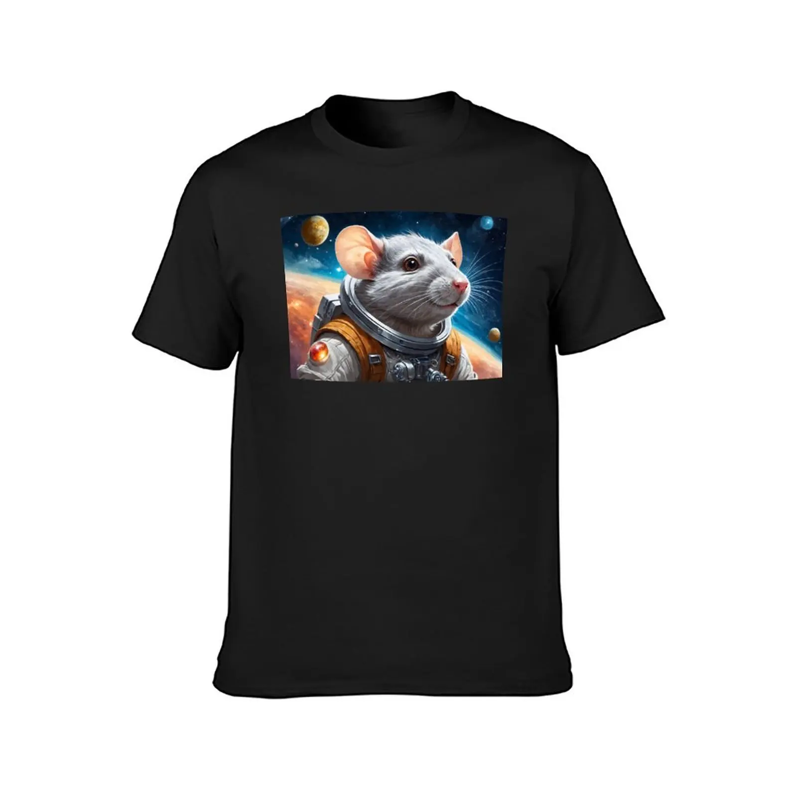 Rat astronaut in outer space orbiting a strange planet T-Shirt kawaii clothes animal prinfor boys blanks tshirts for men