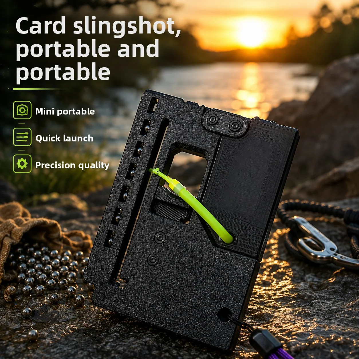 6MM Steel Ball Card Slingshot Portable Folding Catapult Mini Outdoor Catapult Slingshot 3D Print PLASTIC Adult Decompression Toy