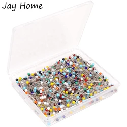 500 Uds. Alfileres rectos con cabeza de cristal, alfileres de costura multicolores de 38mm, alfileres de confección para tela acolchada, joyería, manualidades DIY, decoración