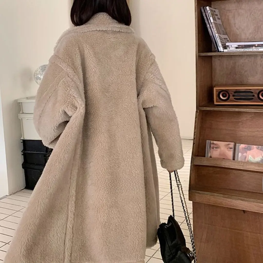 

Teddy Bear Coat for Women Haining Fur Particles Sheep Long Fur One Lambswool Female Outerwear Jacket Factory Direct