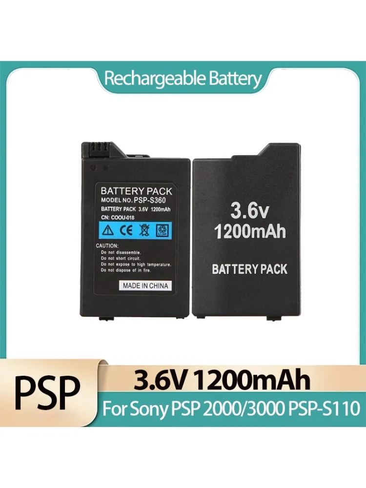 Batterie PSP 3.6V 1200mAh Batteries au Lithium rechargeables remplacement pour Sony PSP2000 PSP3000 PSP-S110 batterie de manette de jeu