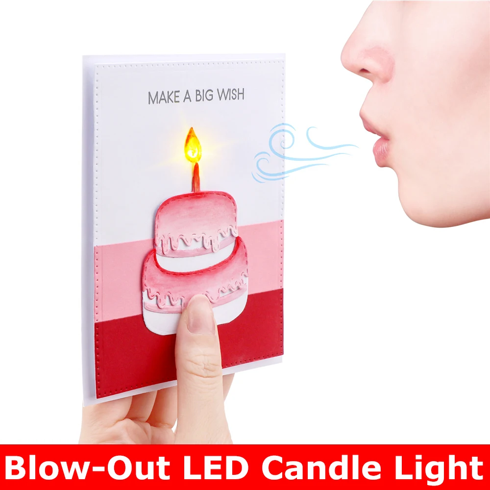 

3pcs/set Creative Blow-Out LED Candle Light for Light-Up Birthday Card DIY Scrapbooking Christmas Halloween Paper Gift Card