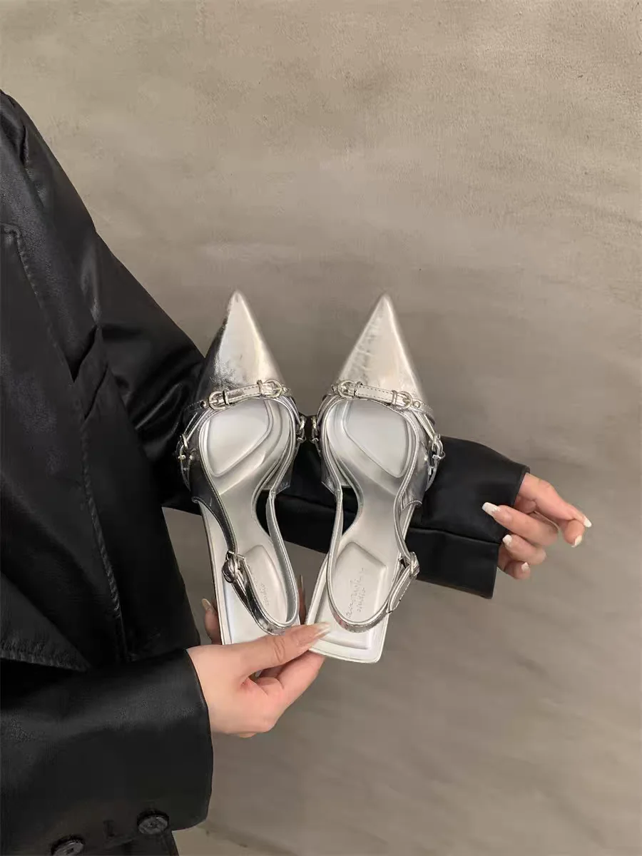 High-quality Fashion Hot Sale High Heels Sandals Women Summer 2026 Pointed Toe Party Shoes Woman Thin Heeled