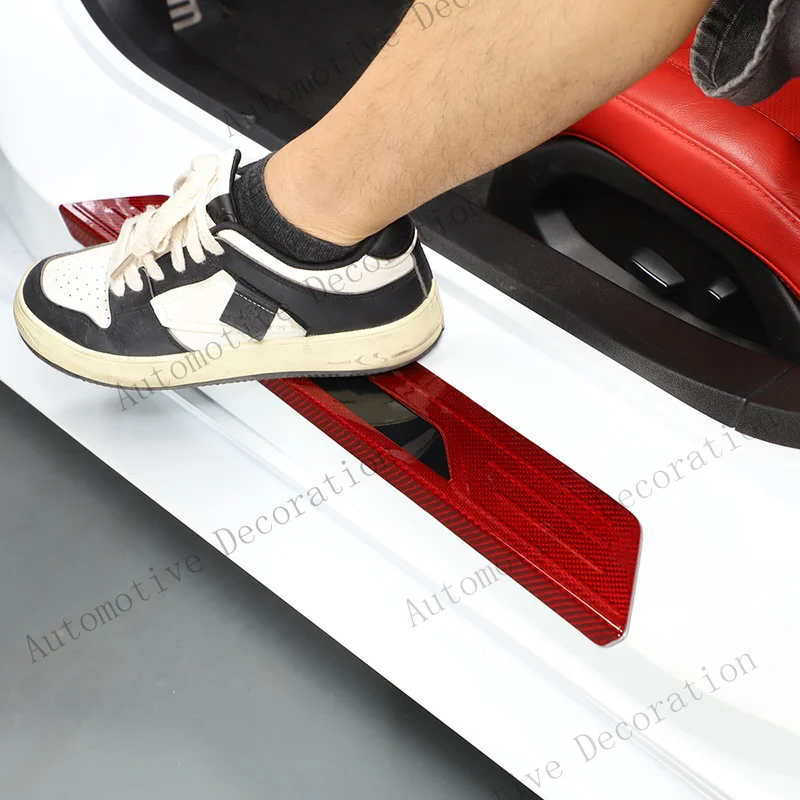 Z+ Red Real Carbon Fiber Exterior Car Door Sill Cover Trim For Corvette C8 20-26