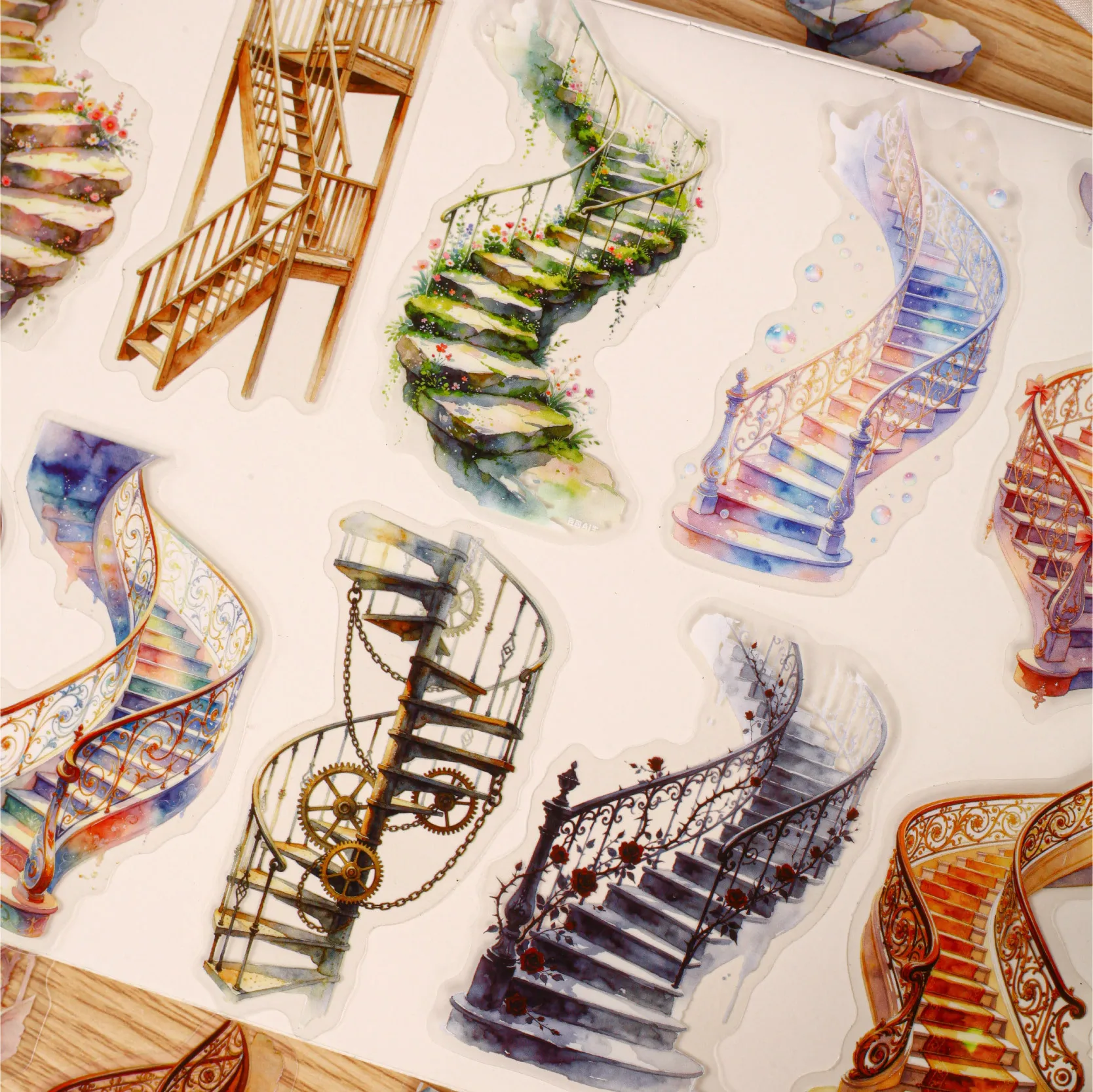 10pcs Kawaii Stationery Stickers Stairway to Adventure Junk Journal Planner Decorative Sticker Scrapbooking