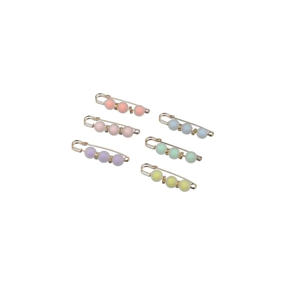 Exquisite Acrylic Detachable Metal Pins Geometric Frosted Bead Sewing-Free Buckles for Jeans Korean Style Brooch U-Shape Women