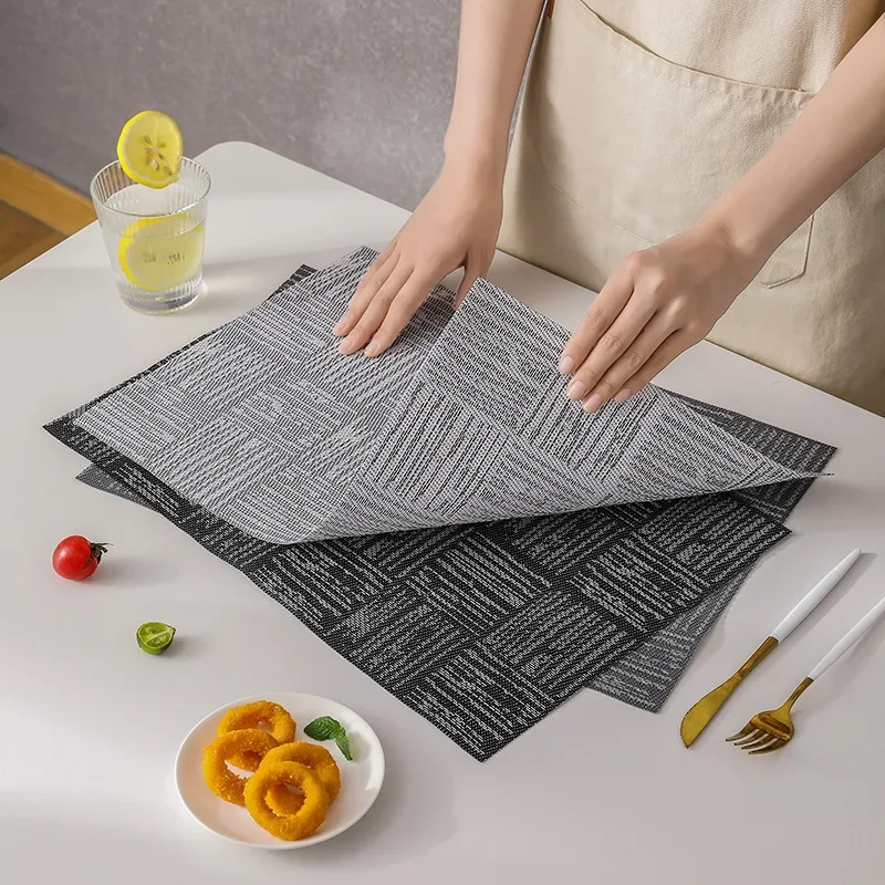 

10pcs Square PVC Placemat Solid Color Heat Insulation Waterproof Non-slip Table Mats Reusable Household Kitchen Placemat 2025