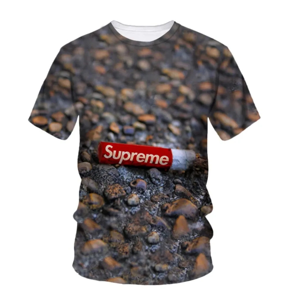 Summer New Hip-hop Trend Tobacco 3D Print Breatha Quick-dry Men's Plus-size T-shirt Outdoor Leisure Street Parent-Child Clothing