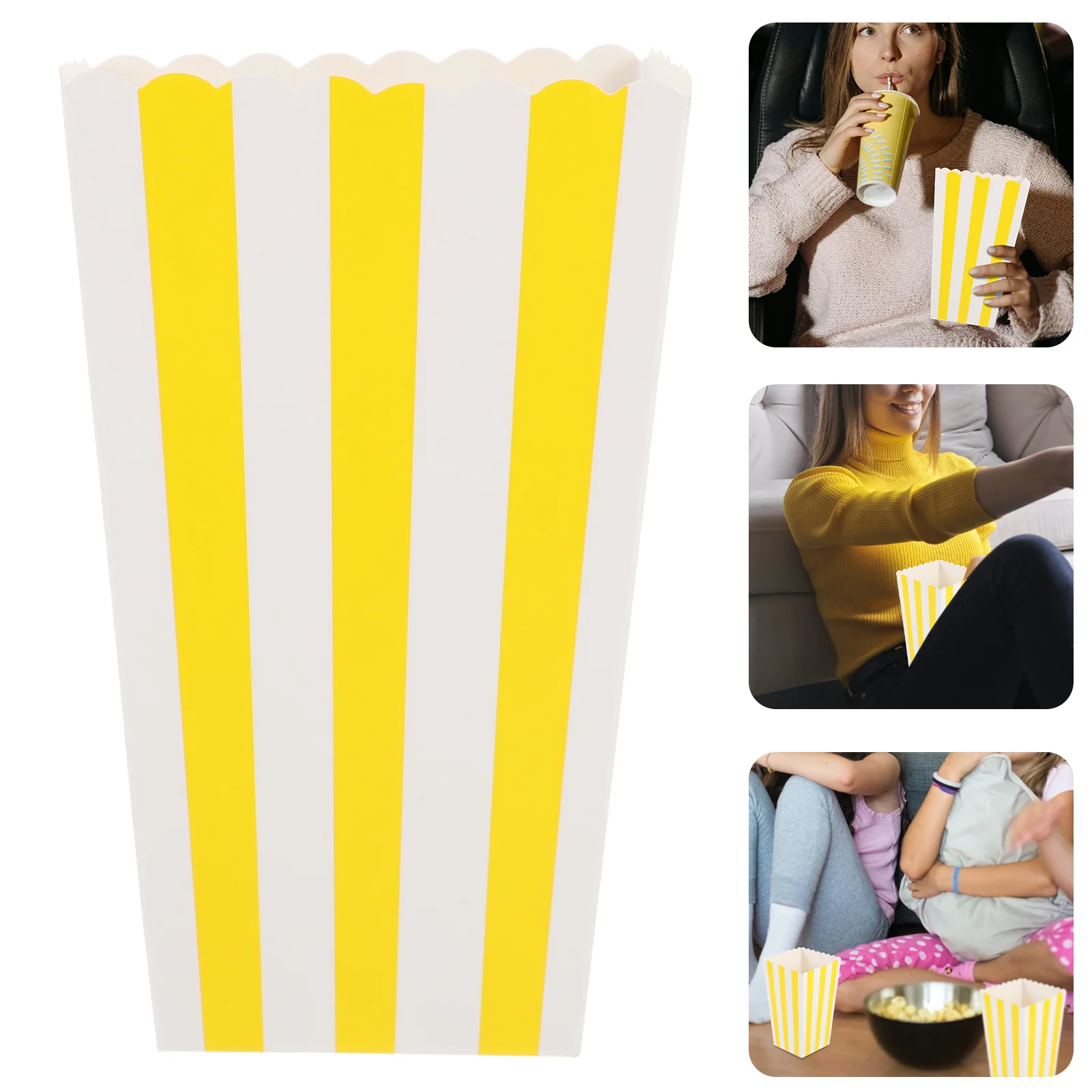 12 Pcs Popcorn Box Practical Boxes Classic Container Storage Waffle Cups Bucket Treat Printing Containers Movie Paper