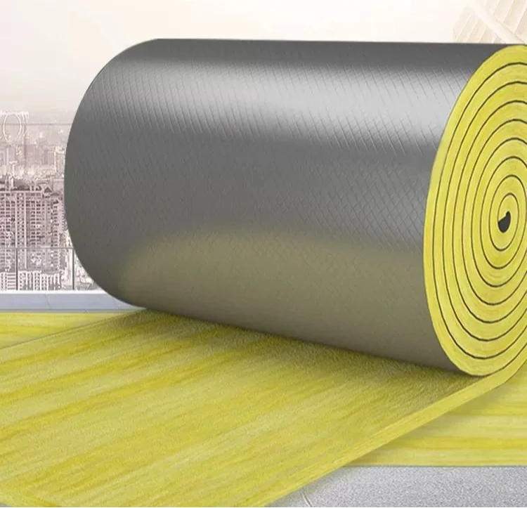 High Density Glass Wool Insulation Roll Fireproof Flame Retardant Thermal Acoustic Absorbing for Wall Filling Machine Room