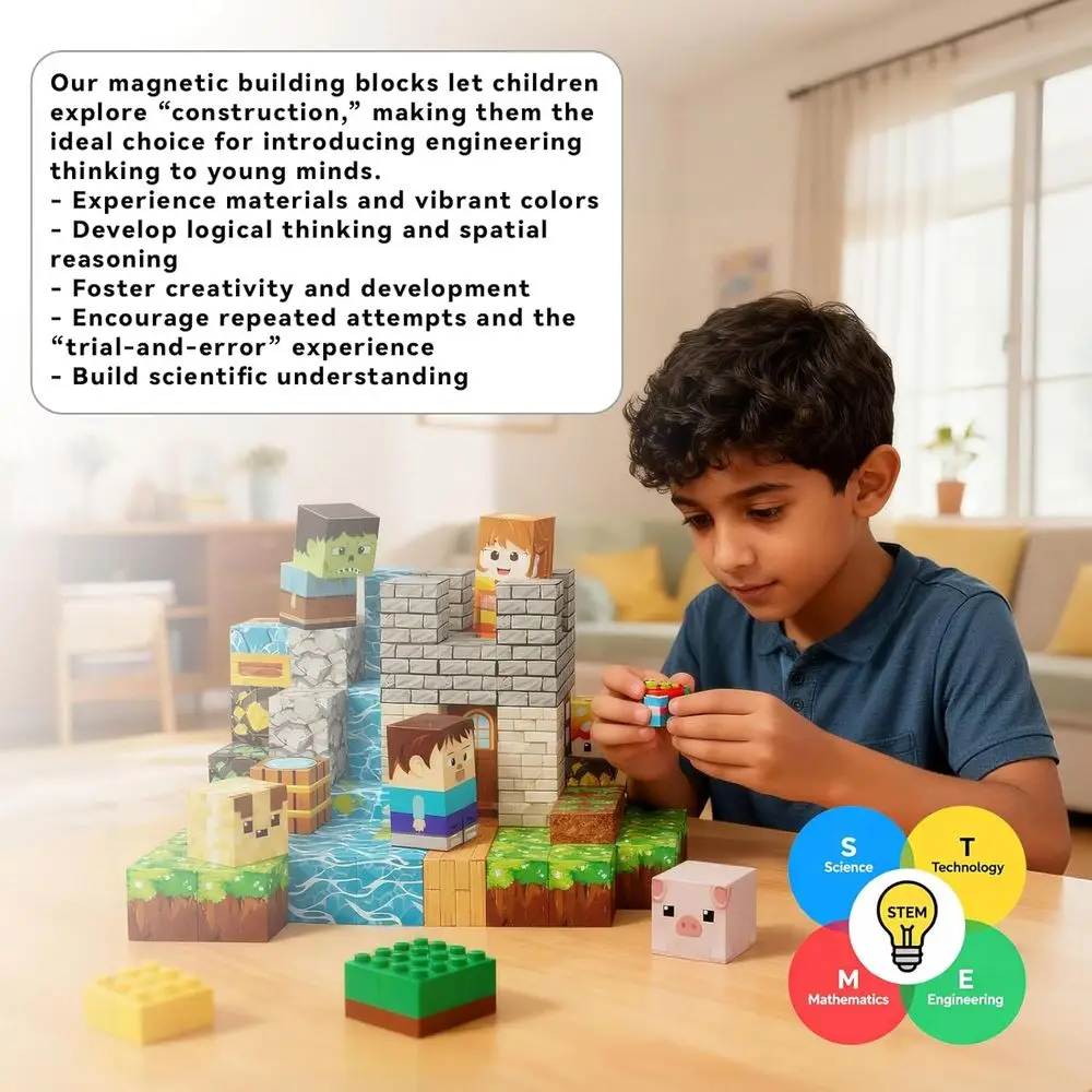 200-Piece Magnetic Building Cubes - Dragon Theme, Educational STEM Toys for Kids 3+, Ideal Gift for Boys